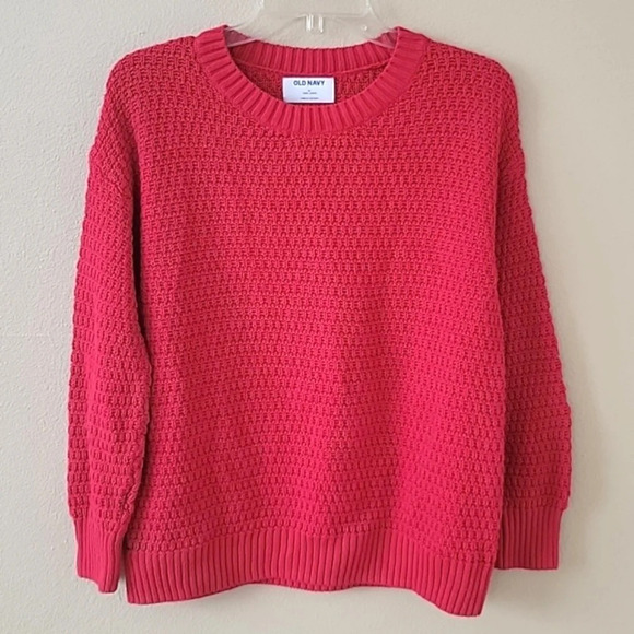 Old Navy Red Chunky Knit Tunic Length Sweater - Size Medium - Picture 1 of 8